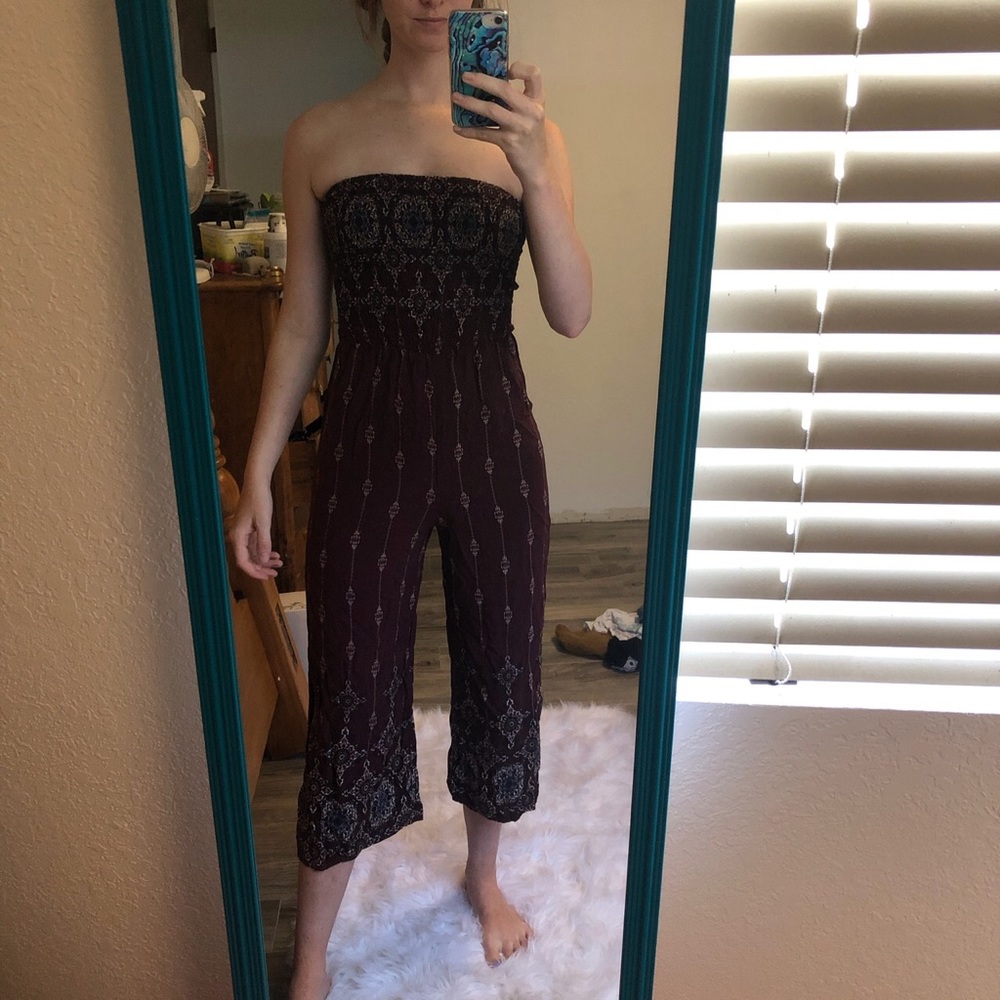maroon jumpsuit